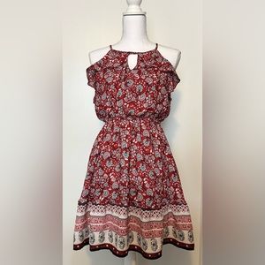 Francesca’s Blue Rain Boho Dress High Neck